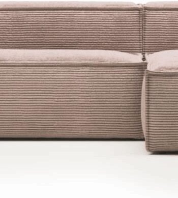 Lyserød Chaiselong Sofa Højrevendt Kave Home Blok Corduroy Stofpolstret Komfortabel Med 400 Bæreevne Bæredygtig Design - Kave Home Sofa  - 8433840663470