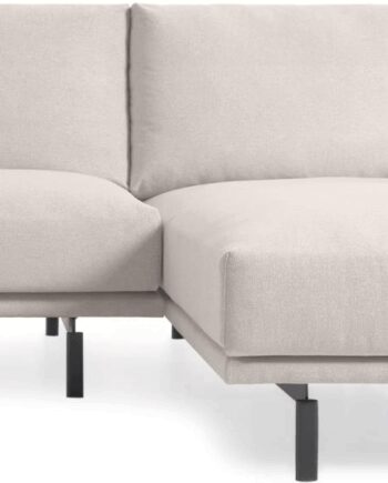 Beige Personers Chaiselong Sofa Kave Home Galene Polstret Stof Med Sorte Metalben Højrevendt - Kave Home Sofa  - 8433840729152