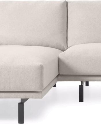 Beige Personers Chaiselong Sofa Kave Home Galene Nordisk Inspireret Polstret Stof Med Sorte Metalben Pletbestandigt Aftageligt Betræk - Kave Home Sofa  - 8433840729169