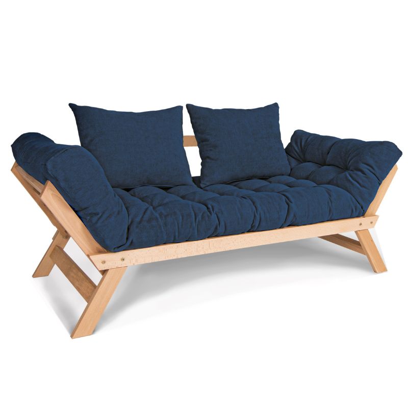 Sofa Med Foldbare Sider Bøgetræ 170x83x80 Flere Farver Ubehandlet Blå - Andre Mærker Sofa - 2482000013309