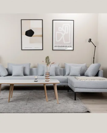 Milla Sofa Med Chaiselong Lysegrå Stof - Nordic Design Sofa