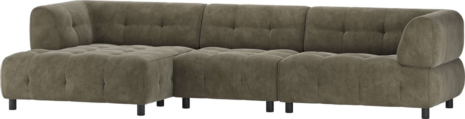 Grøn Chaiselong Sofa Woood Louis Venstrevendt Fløjl 334 - Woood Sofa - 8714713205516