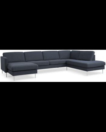 Askset Højrevendt Sofa Polyester B336 D219 Børstet Alugrå Navy - Sofa