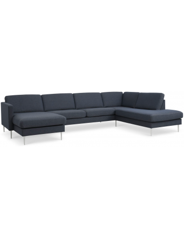 Askset Højrevendt Sofa Polyester B336 D219 Børstet Alugrå Navy - Sofa