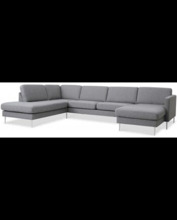 Askset Venstrevendt Sofa Polyester B336 D219 Børstet Alugrå Lysegrå - Sofa