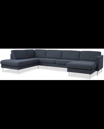Askset Venstrevendt Sofa Polyester B336 D219 Børstet Alugrå Navy - Sofa