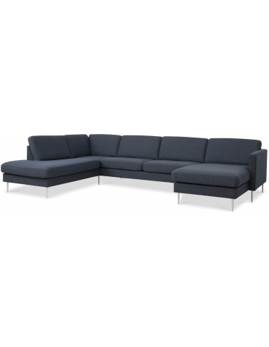 Askset Venstrevendt Sofa Polyester B336 D219 Børstet Alugrå Navy - Sofa
