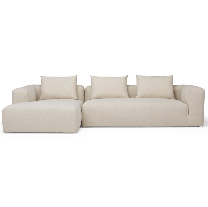 Cozy Personers Sofa Natur Stof Chaiselong - Nordly Sofa