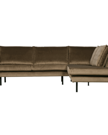 Brun Rodeo Hjørnesofa Højrevendt Velour Taupe - Bepurehome Sofa  - 8714713106462
