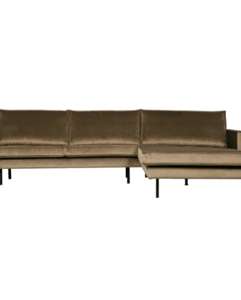 Brun Rodeo Chaiselong Højrevendt Velour Chestnut - Bepurehome Sofa  - 8714713125999