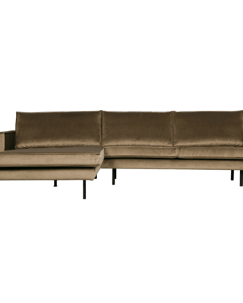 Brun Rodeo Chaiselong Venstrevendt Velour Taupe - Bepurehome Sofa  - 8714713105403