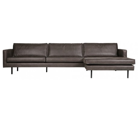 Sort Rodeo Sofa Med Højrevendt Chaiselong Læder B300 Vintage - Bepurehome Sofa