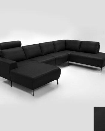 Sort Hjort Knudsen Napoli Sofa Semianilin Læder Semianalin 374 Black - Hjort Knudsen Sofa