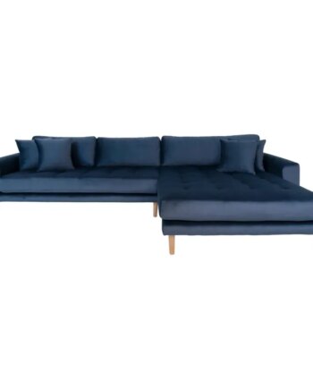 Sofa Højrevendt Mørkeblåt Velour Med Fire Puder Hn1005 1301183 - Homeshop Sofa  - 5713917006595