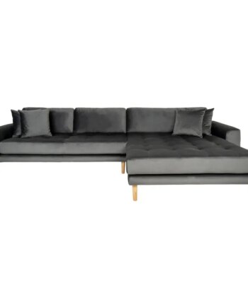 Sofa Højrevendt Mørkegrå Velour Med Fire Puder Hn1013 1301186 - Homeshop Sofa  - 5713917010752