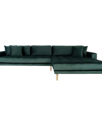 Grøn Sofa Højrevendt Mørke Velour Med Fire Puder Hn1006 1301185 - Homeshop Sofa  - 5713917009862