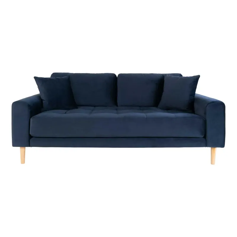 Sofa Mørkeblåt Velour Med Puder Hn1005 1301433 - Homeshop Sofa - 5713917010042