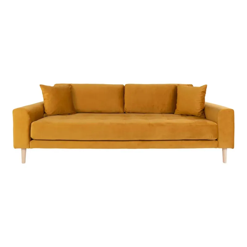Sofa Sennepsgult Velour Med Puder Hn1004 1301444 - Homeshop Sofa - 5713917010110