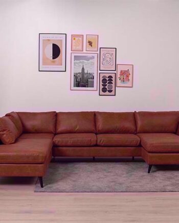 Jakob Sofa Med Højrevendt Chaiselong Cognac - Nordic Design Sofa