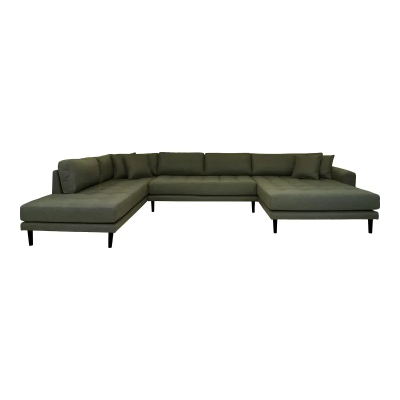 Grøn Sofa Med åben Ende Højrevendt Oliven Med Fire Puder Hn1020 Åben Ende 1301470 - Homeshop Sofa - 5713917021093