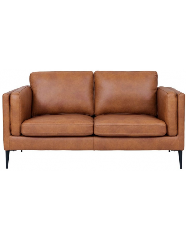Vale Personers Sofa Metal ægte Læder B157 Sort Cognac - Sofa
