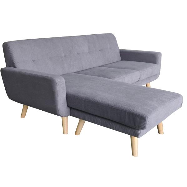 Homeville Ystad Højre Venstrevendt Fløjl Mørkegrå 199x150x57cm - Sofa
